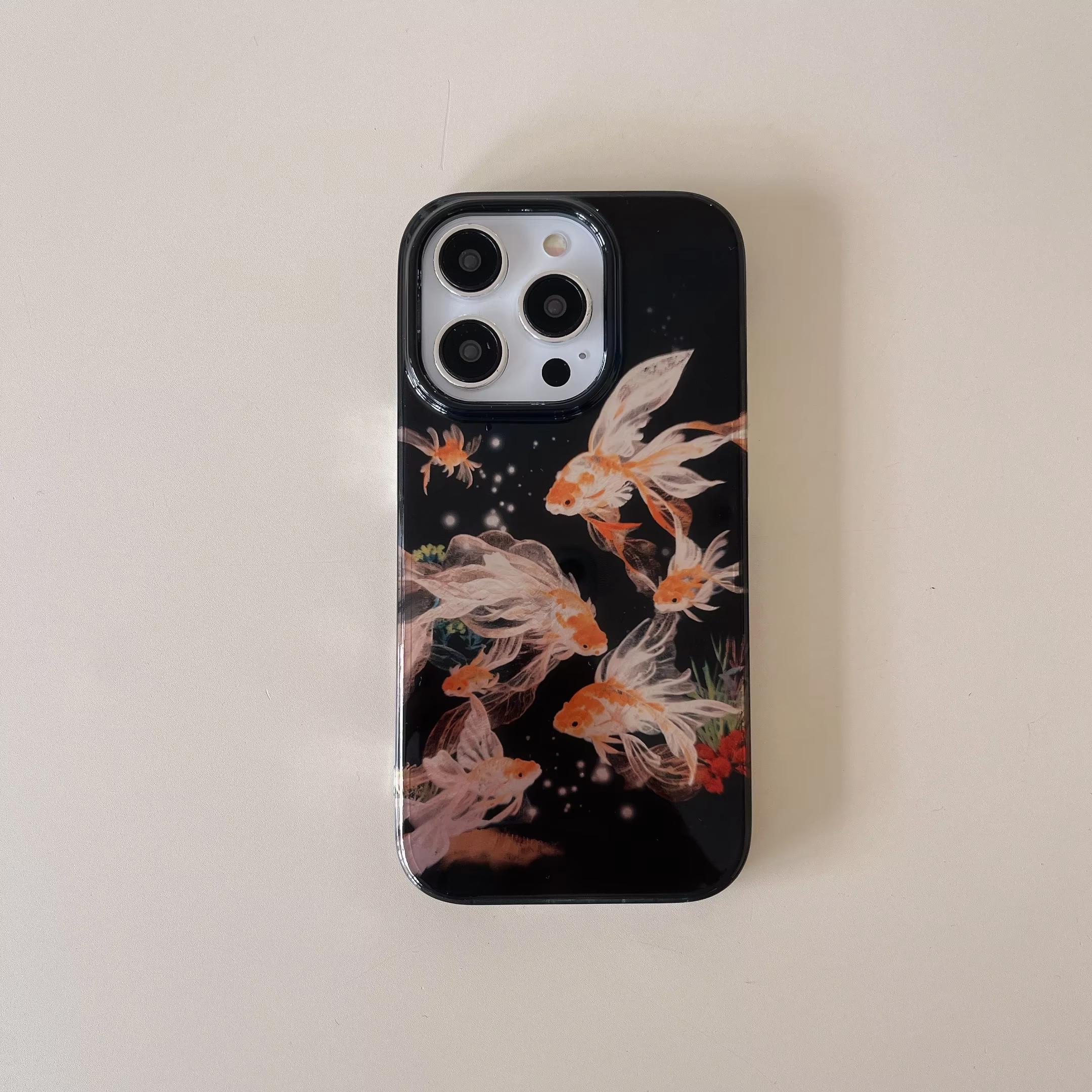 

Luckly Koi Goldfish Phone Case for iPhone 17 16 Pro 15 14 13 12 17 Air 11 Pro max X 7 8 15Pro 16 Plus 16E SE 2022 Soft Cover iPhone17 Pro