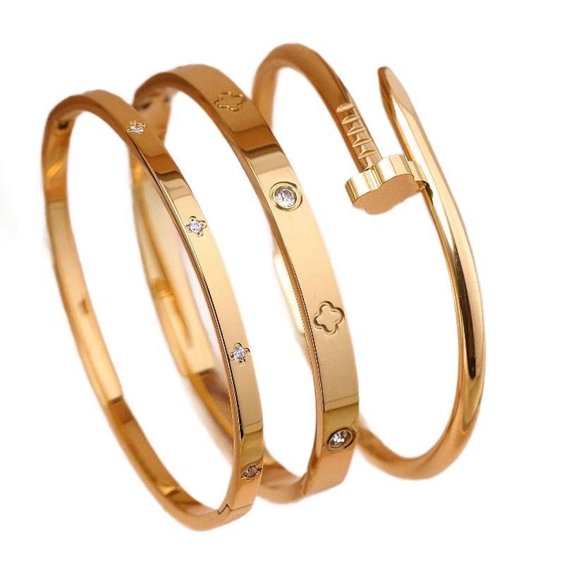 Light Luxury and Versatile Stackable Bracelets Four-leaf Clover Open Bracelet for Women