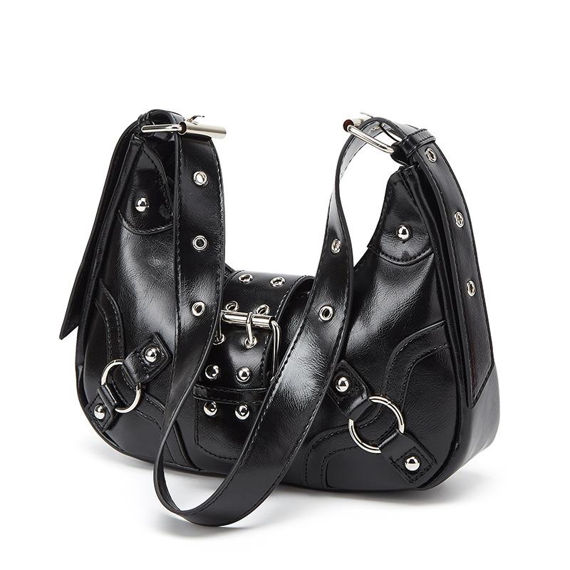 Süße und coole Mädchen Motorradtasche, Pendler-Achseltasche, Modische Nieten-Umhängetasche