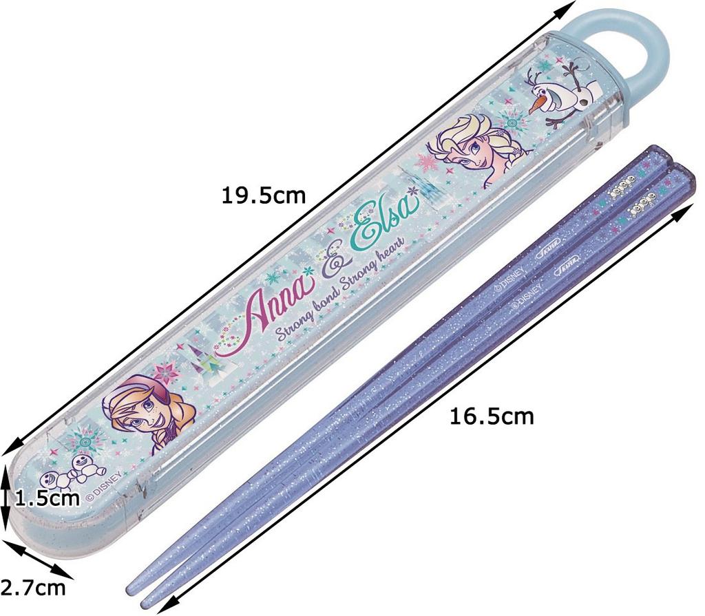 Skater Children's Chopsticks and Chopstick Case Set, Frozen Design, Made in Japan, ABS2AM