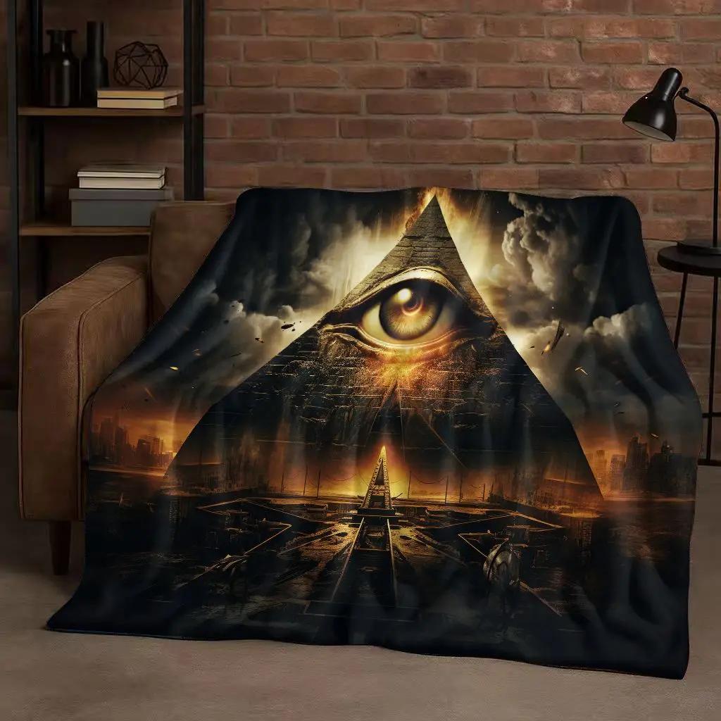 3D Freemasonry All Seeing Eye Symbol Evil Eye Flannel Blanket,Ultra Soft Warm Plush Throw for Home Bedroom Bed Sofa Cover Kids