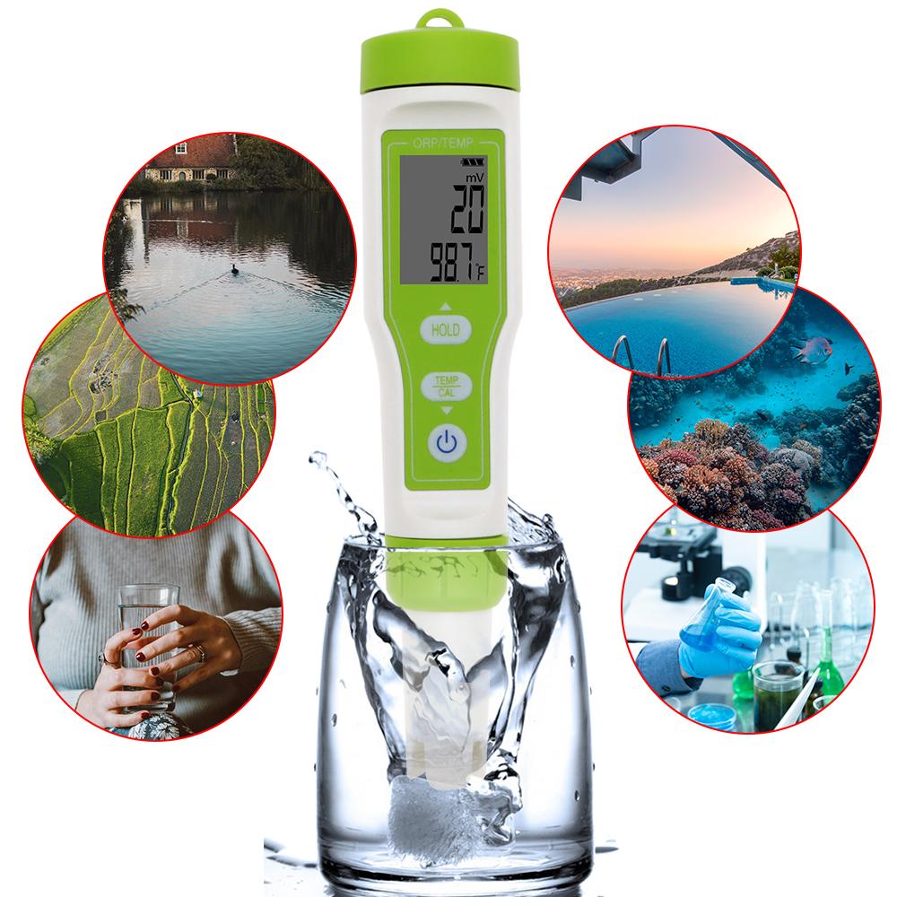 ORP-100 ORP-Messgerät Digital Tragbar 2 in 1 Temperatur ORP-Tester Redox-Tester Wasserqualitätsdetektor ORP-Teststift für Trinkwasser Pool
