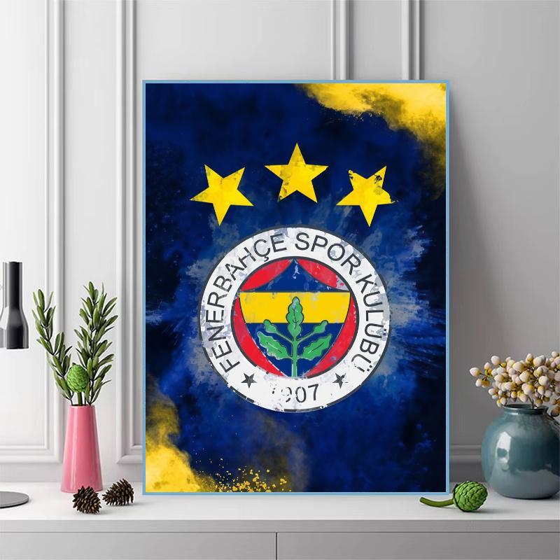 Fenerbahce SK Logo Pattern 3pcs 100% Round Full Drill 5D DIY Diamond Painting Embroidery Cross Stitch Rhinestone Décor