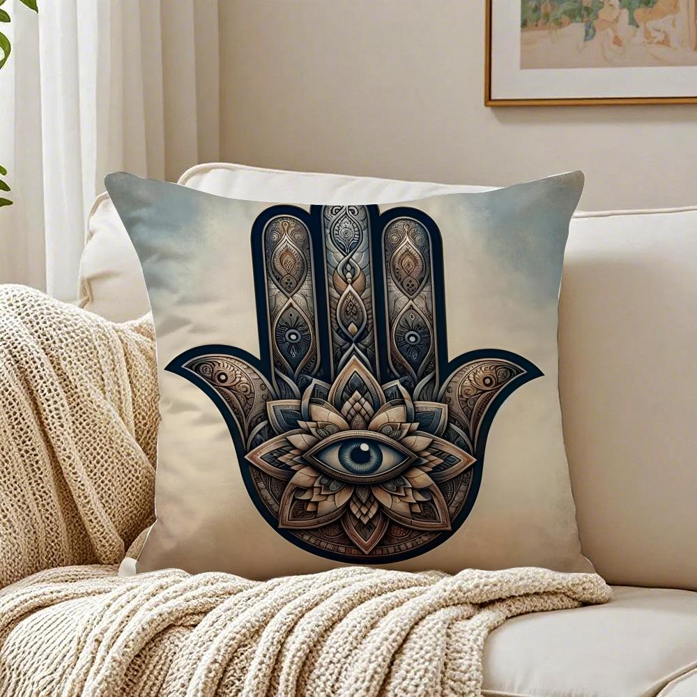 Mystical Cultural Artwork HHamsa Cushion Cover Pillowcase Antidustmite Living Room Sofa Decor Cushion Room
