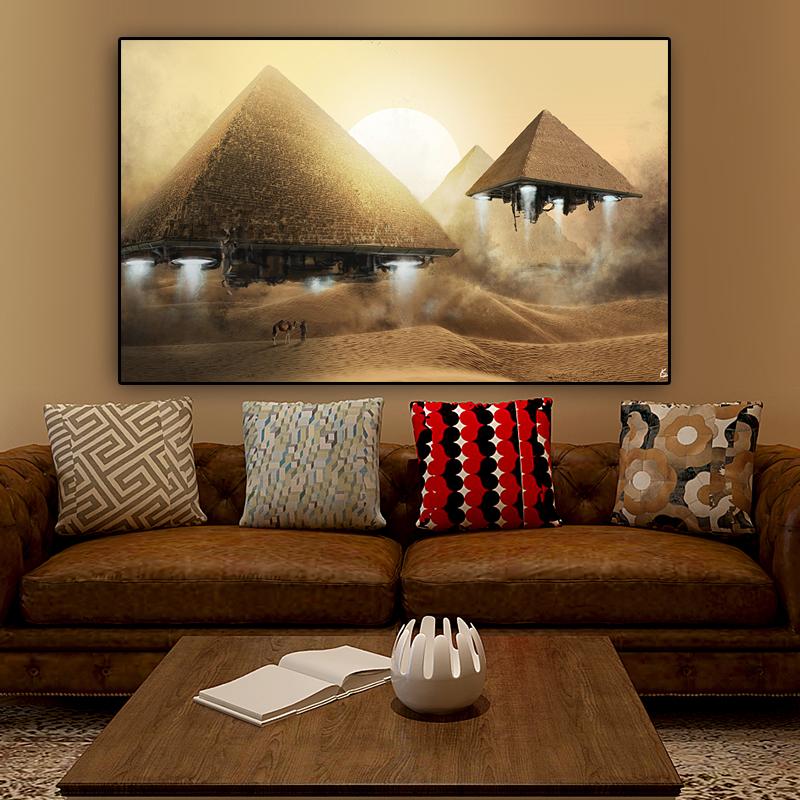 RELIABLI ART Leinwandgemälde, schwimmende Pyramide, Ägypten, Poster und Drucke, dekorative Gemälde, Wandbilder für Wohnzimmer