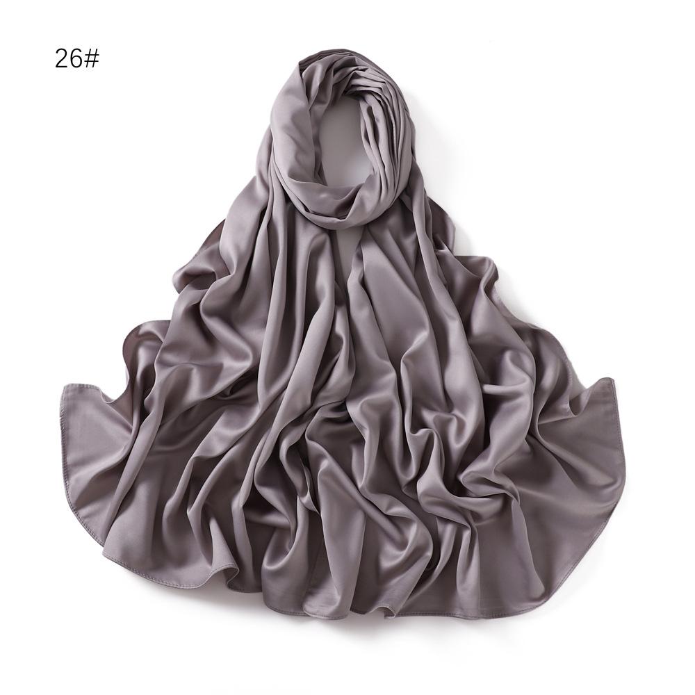New Luxury Medine Silk Scarf For Women Muslim Plain Hijab Long Shawls Big Size Headscarf Wraps Islamic Turban Headband Bandana