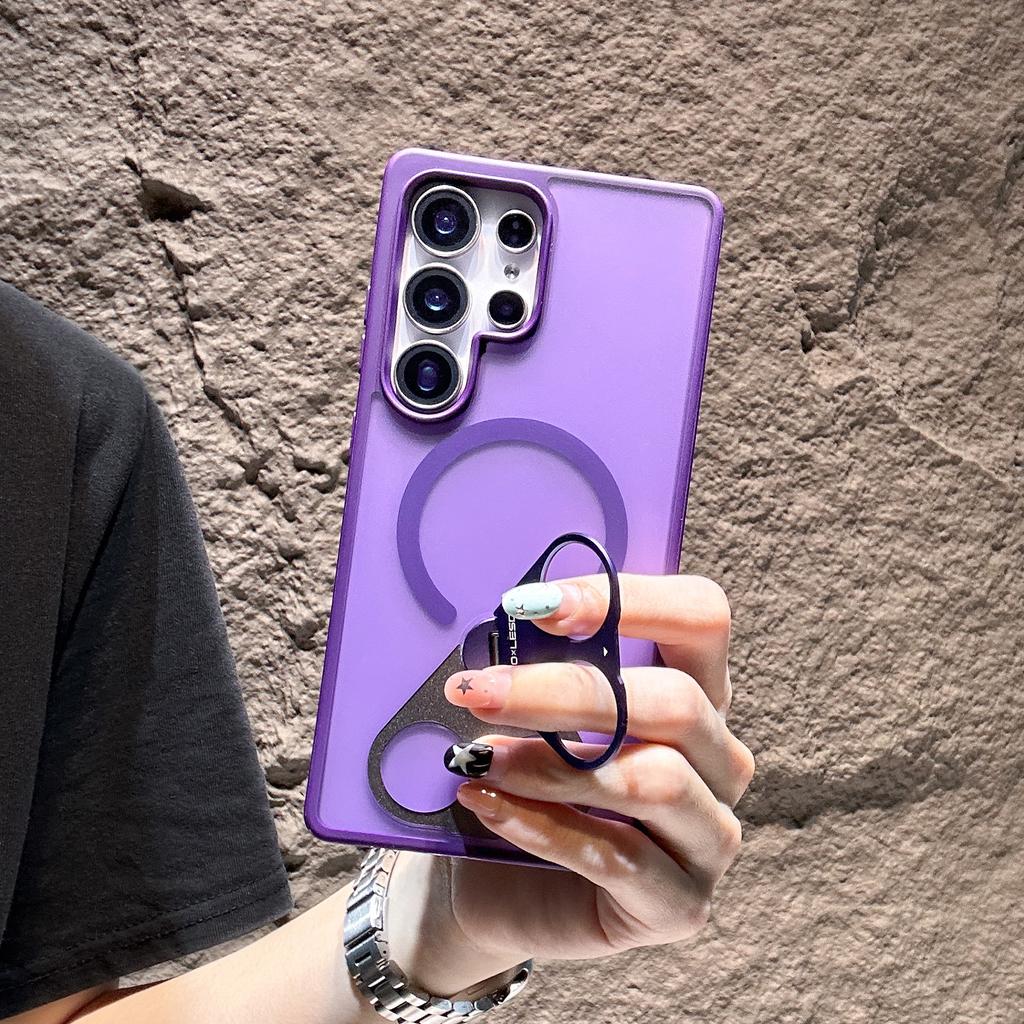 Suitable for Samsung S25 Ultra Magnetic Phone Case S25 Creative Ring 360 Degree Rotating Support S24 Skin Feeling Scrub