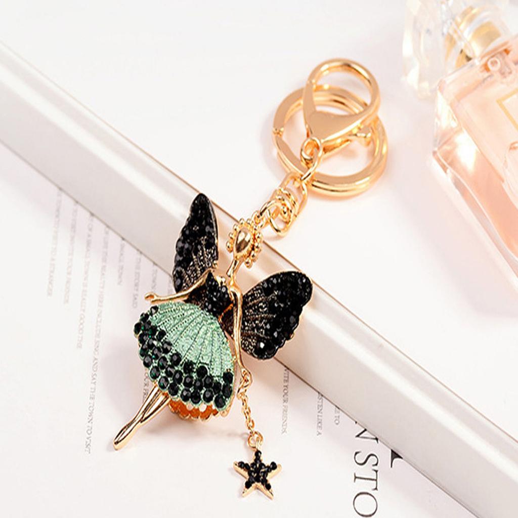 Diamond Studded Ballet Girl Car Keychain Bag Pendant