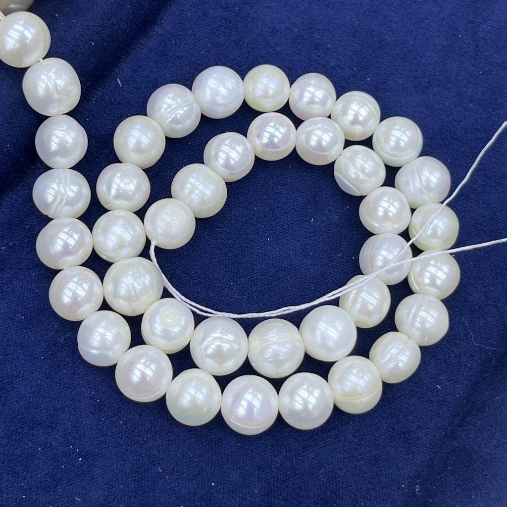 1String, White Purple Yellow Natural Freshwater Pearls, Handmade Near Round Pearl Beads for Jewelry Making DIY Crafts (Beads 9-10mm, Length 36cm)