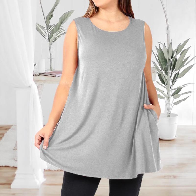 BFCCQB Bluse e Camicie da Donna Moda Casual Estive Primaverili Senza Maniche Girocollo