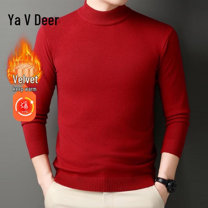 Men s Half-High Collar Thin Wool Blend Sweater L
