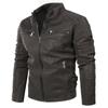 Jaqueta masculina de couro PU de outono e inverno para motocicleta