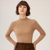 Women's Slim-Fit Long-Sleeve High-Collar Fine-Spun 100% Wool Base Layer Top