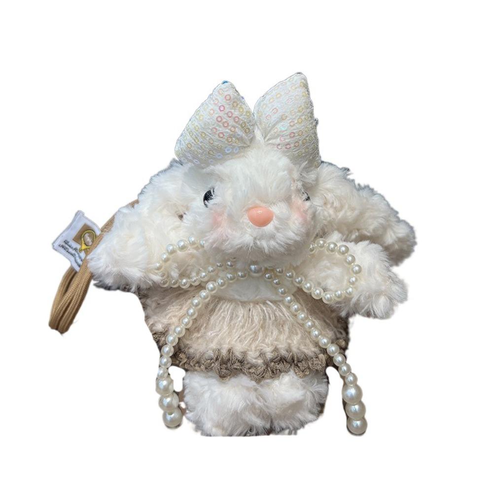 

Плюшевый кулон в виде зайчика, брелок с кроликом с большим бантом, мягкий плюшевый кролик, подарок кофейный