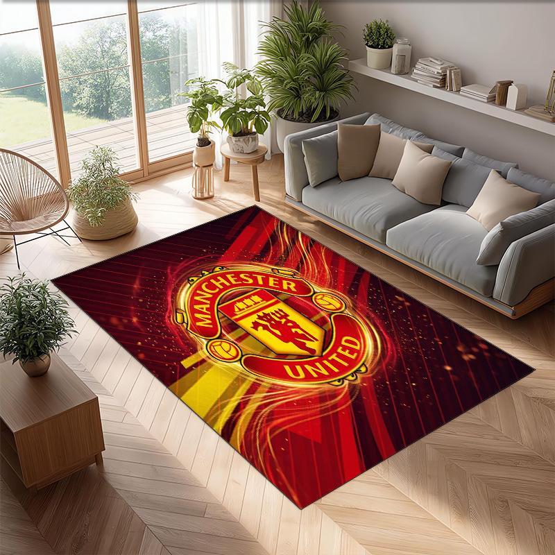 Tappeto in Flanella Stampato Manchester United Antiscivolo Morbido Poliestere Tappeto per Pavimento Tappetino Decorativo per Interni per Camera da Letto Soggiorno Divano