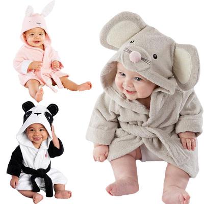 Animal Ears Bathrobe Hooded Bath Robes Towel Infant Baby Long Sleeve Hoodies Belt Bathing Robes Sleepwear