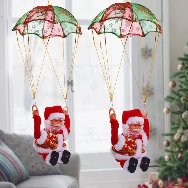 Christmas Santa Electric Parachute Toy With Music And Light For Kids Holiday Decor