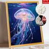 Framed Pearl Painting Kit Glowing Jellyfish DIY 3D Bead Canvas Art Creative Leisure Craft Home Decoration Wall Hanging Relaxing Hobby