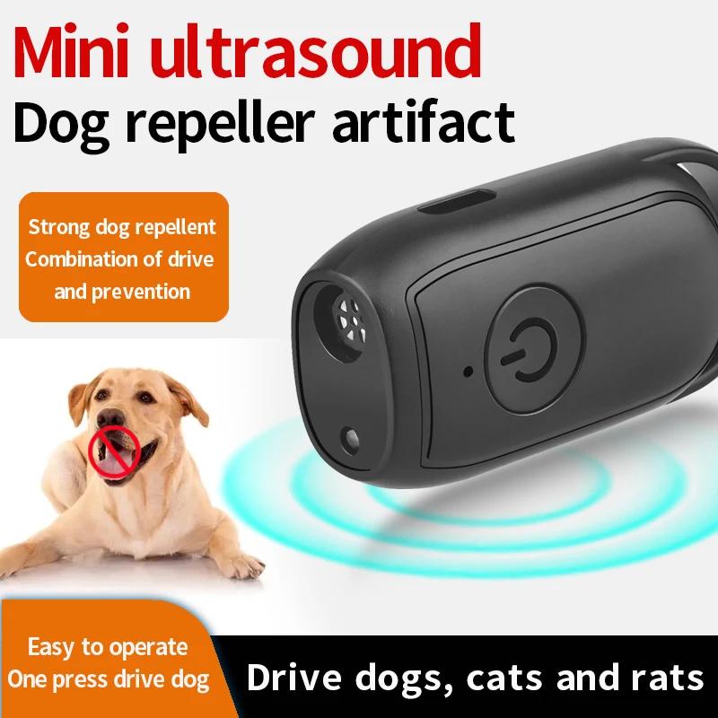 Portable Ultrasonic Dog Barking Control Trainer Long Distance USB Rechargeable with LED Light Outdoor Anti Bark Deterrent Device