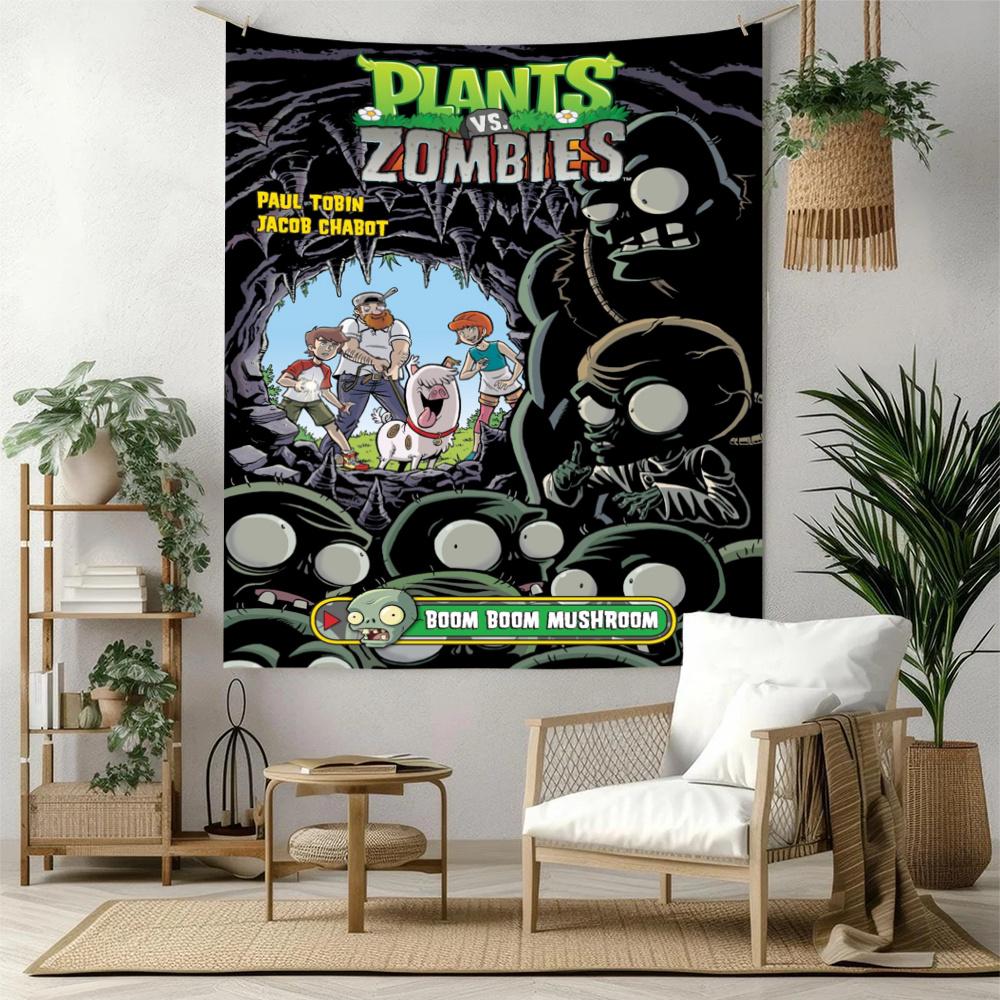 Plants Vs Zombies Retro Tapestry Handmade Look Great For Living Room Reading Corner Studio Wall Versatile Decor Hand Painted Style