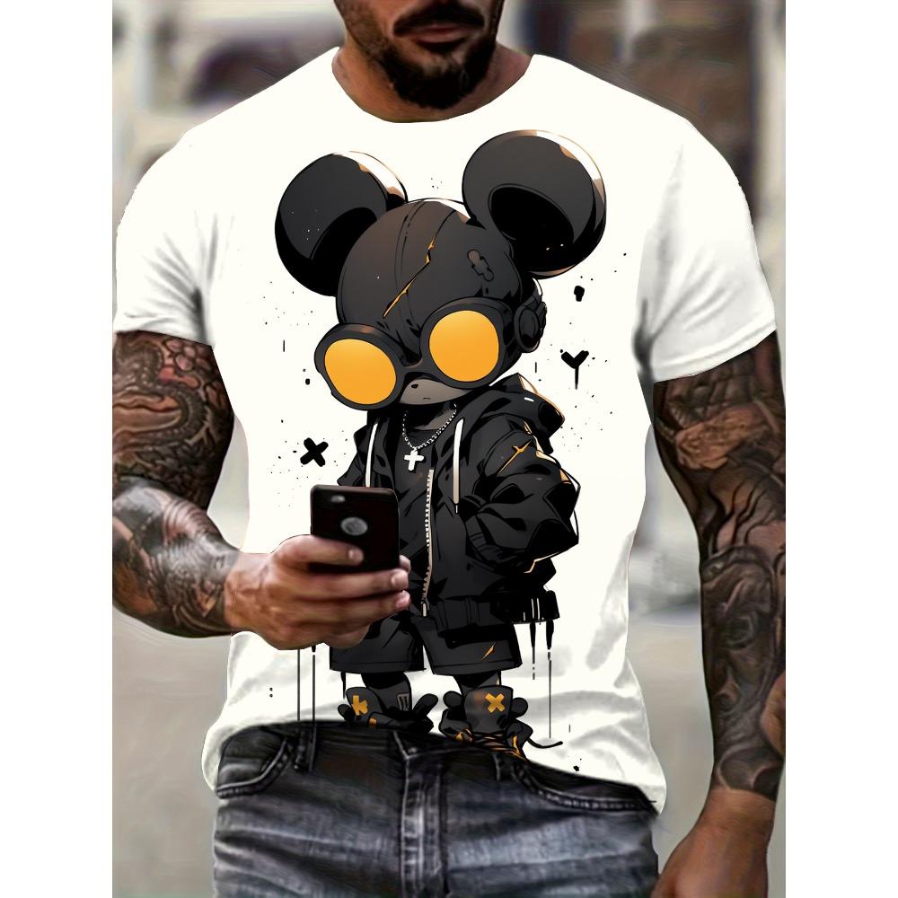 Men's Kids Casual Fashion T-shirt 3D Printing Anime Bear Pattern Printed T-shirt For Summer Daily Outdoor Streetwear Oversized Tops