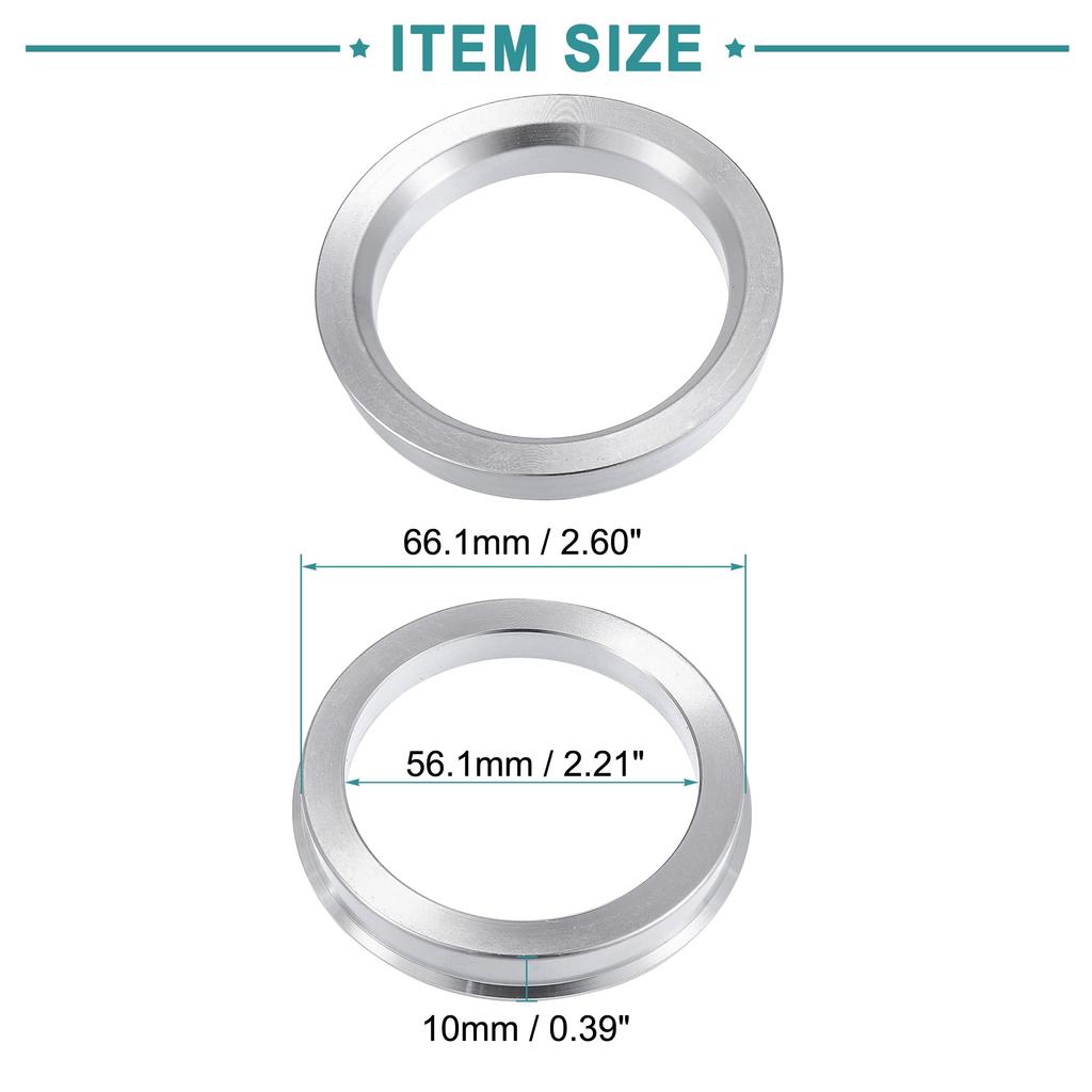 ACROPIX Hub Center Ring 66.1-56.1 Mm Silver Tone 4pcs