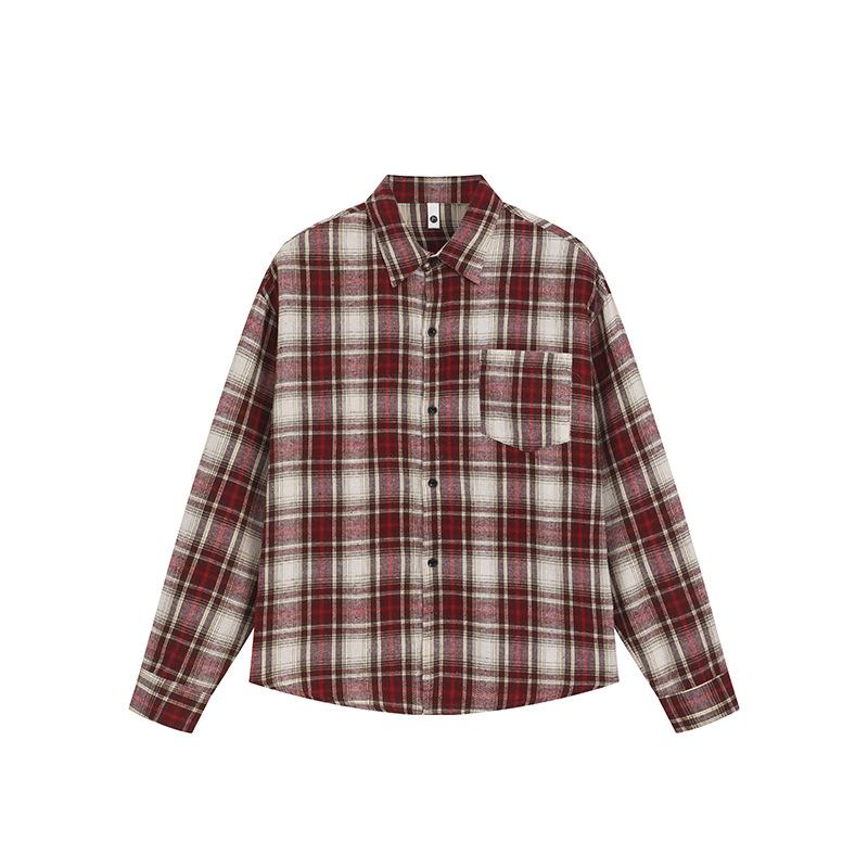 Höst Herr Rutig Långärmad Skjorta Herr Casual Lös Kavajskjorta