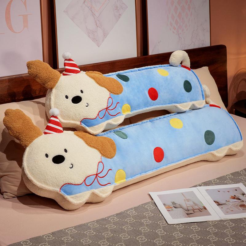 Kawaii Cartoon Soft Down Cotton Dog Plush Pillow Doll Stuffed Pet Doll Baby Long Sleep Pillow Accompany Gift for Girlfriend