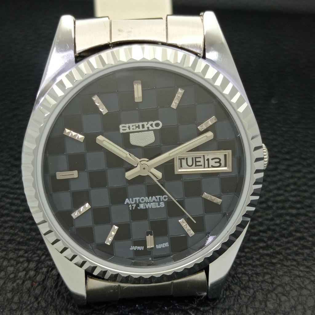 REFURBISHED SEIKO 5 AUTOMATIC MENS WATCH JAPAN MADE BLACK DIAL CUSTOM A440036-2 QV90-a440036