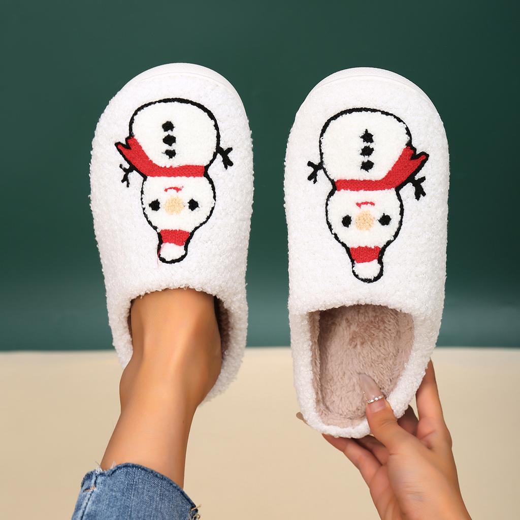 Christmas element cotton slippers women's autumn and winter simple home interior soft bottom silent warm velvet floor mop
