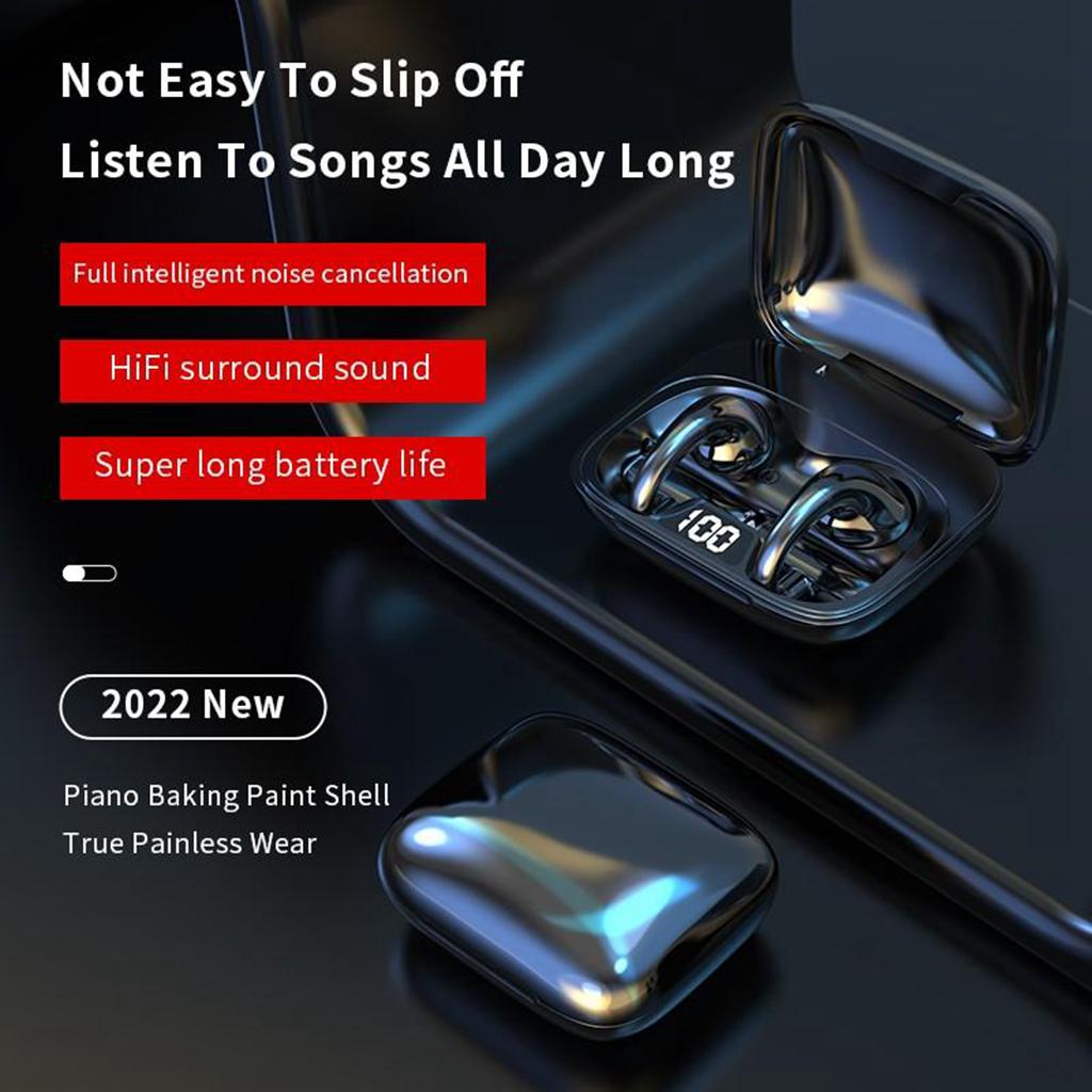 Wireless Bluetooth Headset Painless Wear Earphones Heavy Bass HiFi Surround Sound Earpieces Super Long Batter Life