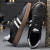 New Men Genuine Leather Casual Shoes Street Cool Striped Flat Skate Shoes Young Man Sneaker