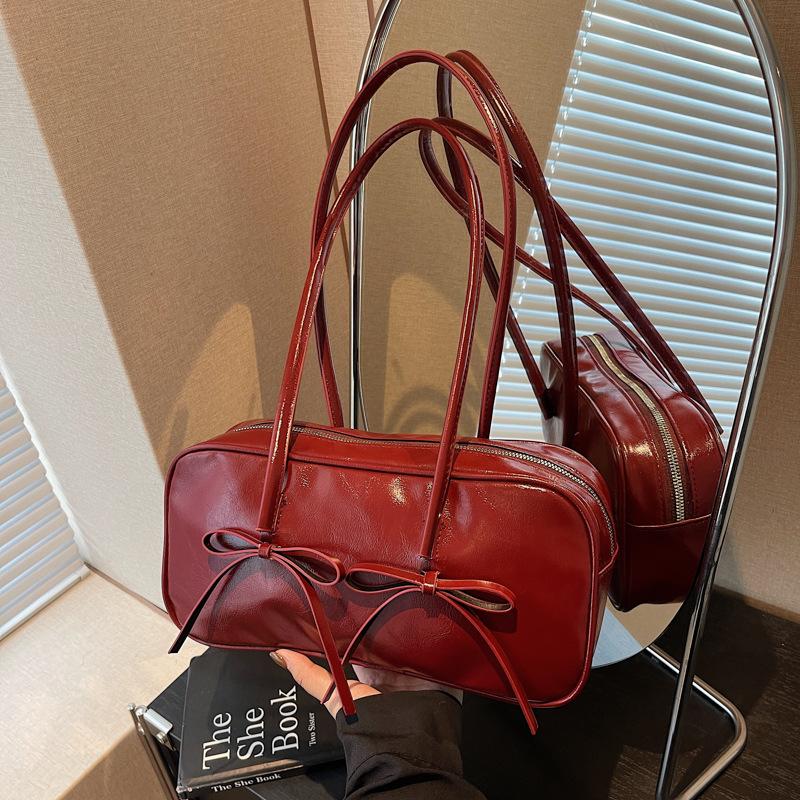 

Commuter personality casual pleated texture armpit bag women s bow temperament advanced sense retro fashion shoulder bag