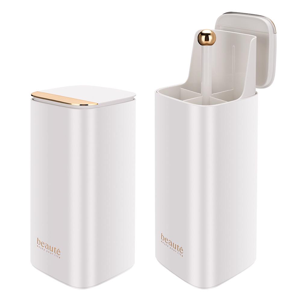 

Роскошный автоматический подъемный держатель для кистей для макияжа: Пластиковая трубка для хранения с четырьмя отделениями и большой вместимостью белый