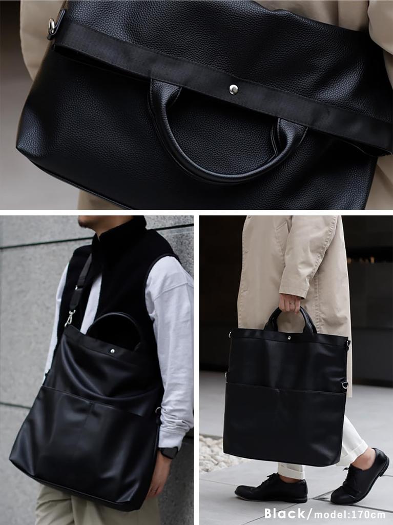 VITAFELICE Herren Quadratische 3-Wege-Tasche (inb-10188p) (Schwarz)