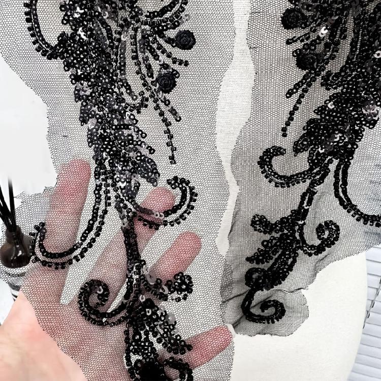 1pair Stylish Embroidered Sequins Patches Elegant Embellishments Patches for Fashion Projects and Event