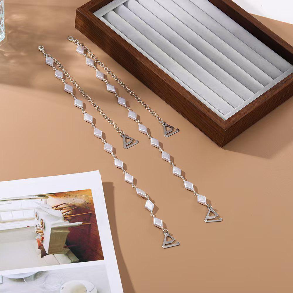 Pearl Rhombus Sling Dress Strap - Fashionable Metal Shoulder Chain Accessory