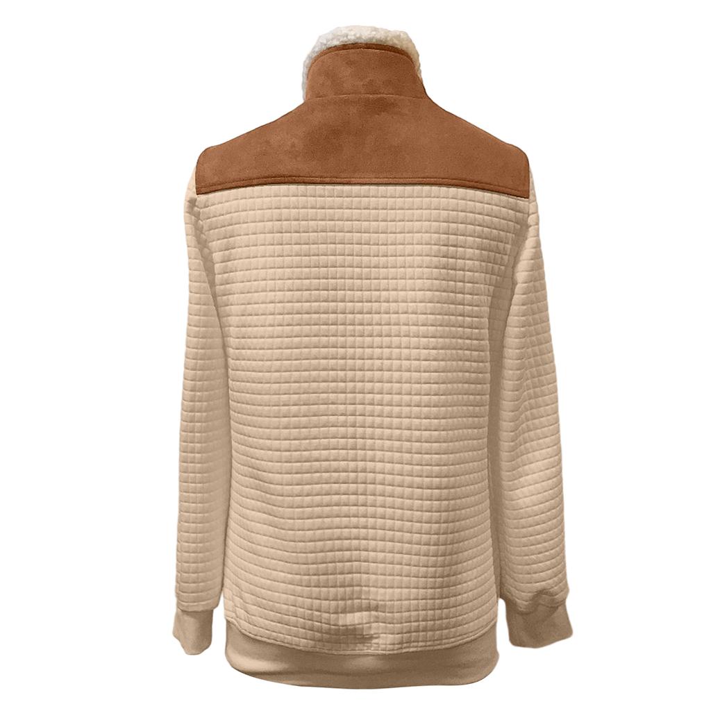 Ladies' Retro Western Contrasting Stand Up Collar Casual Hoodie Top