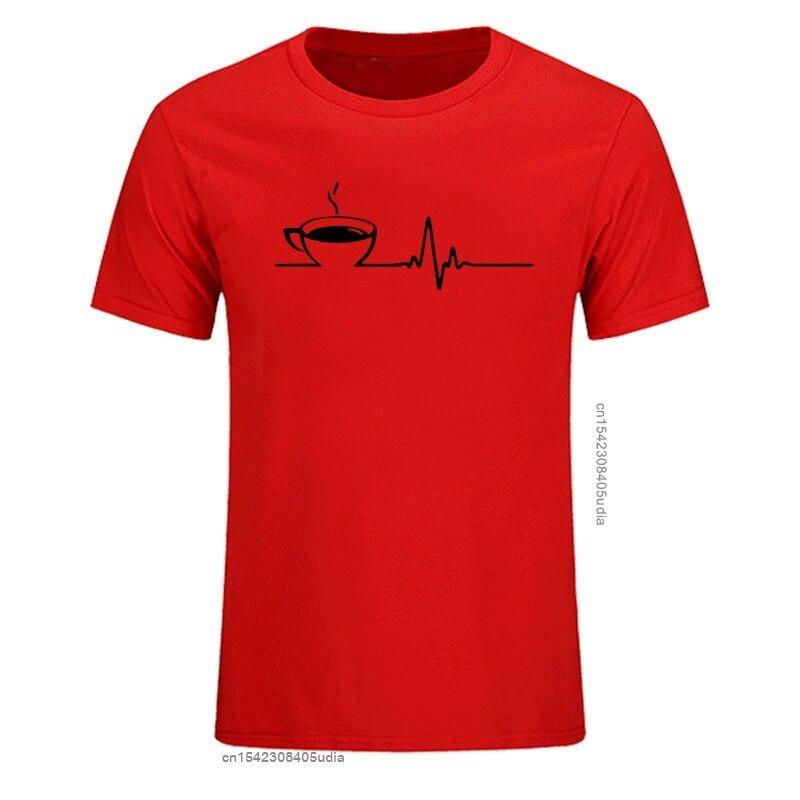 T Shirt Brand Men Short Sleeve Round Collar Coffee Heartbeat Camisas Casual The Funny Tshirt Printing T Shirts