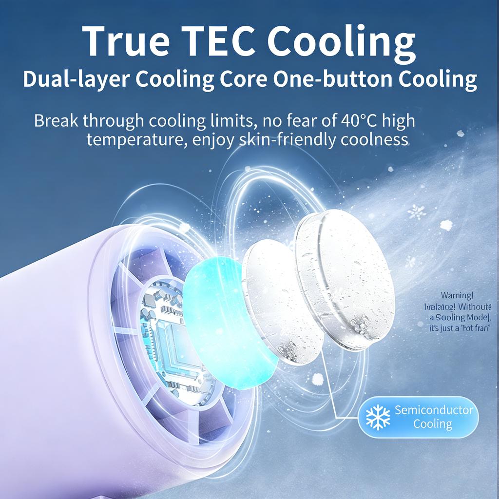Ultra High Speed Portable Handheld Fan Semiconductor Ice Compress Cooling 100-Speed Stepless Rechargeable Mini Fan for Travel
