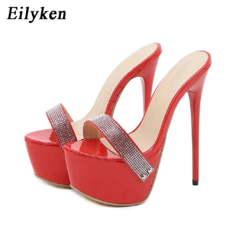 Eilyken Summer Extreme Platform High Heels Slippers Women's Chunky Ladies Brief Slingback Peep-toe Mules Slides Shoes Size 42