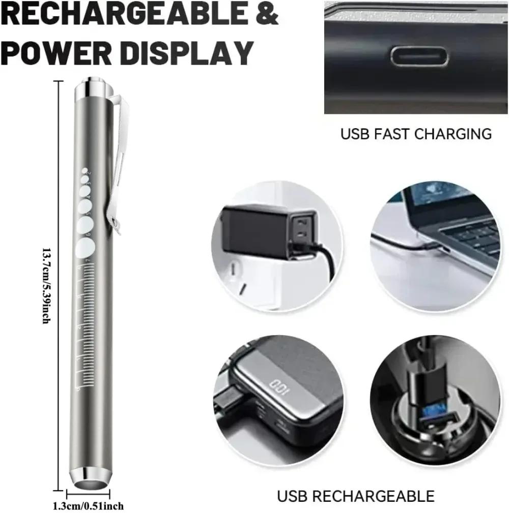 Mini Portable Medical Nurses Penlight Medicals with Clip Flashlight with Clip Water-Resistant Reusable LED Pocket Torch