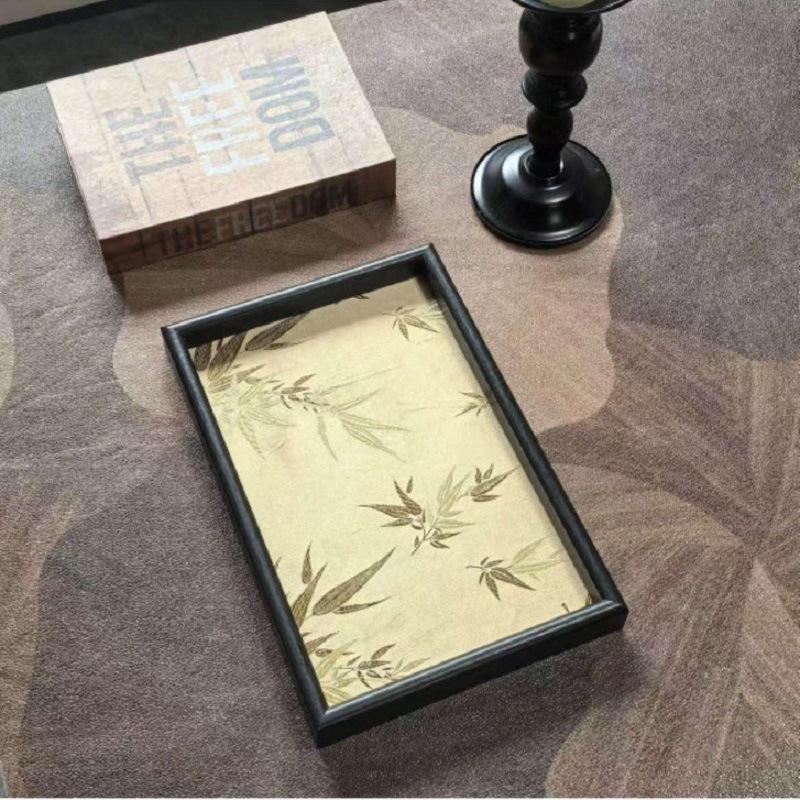 Bamboo Leaf Style Embroidered Tray for Storage