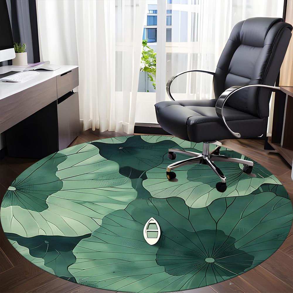 1pc Lotus Leaf Boat Office Round Area Rug, Indoor Mat Suitable For Office, Under Office Chairs Bedroom Living Room Home Decor, Room Deco