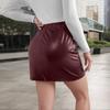 Autumn and Winter Fashion Glossy Sexy Hottie Slit Small A-swing High Waist Bag Hip PU Leather Miniskirt