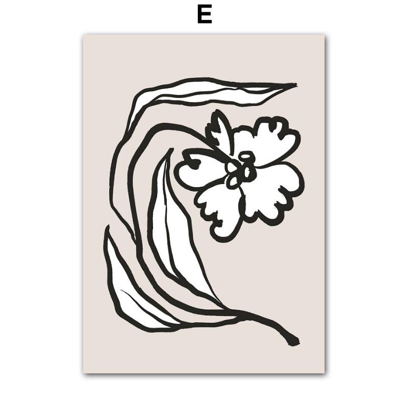 Abstract Matisse Black Leavf Lines Flower Girl Mountain Wall Art Canvas Painting Posters Prints Pictures For Living Room Decor