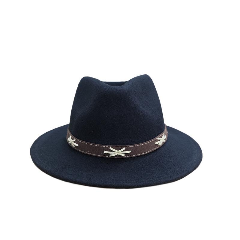Hot Sale Pure Wool Top Hat Ethnic Style Belt Decorative Felt Hat Outdoor Jazz Hat