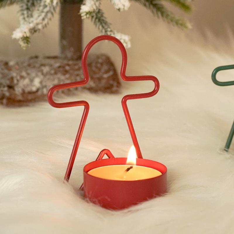 1 Stück Lebkuchenmann Kerzenständer Ornament Weihnachtsthema Feiertagsatmosphäre Mini Kerzenhalter, Geeignet für Heim-Feiertags-Partydekoration