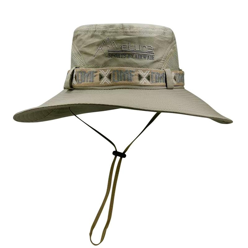 Summer Men Bucket Hat Outdoor Uv Protection Wide Brim Hiking Hat Mesh Fisherman Hat Beach Sunscreen Cap