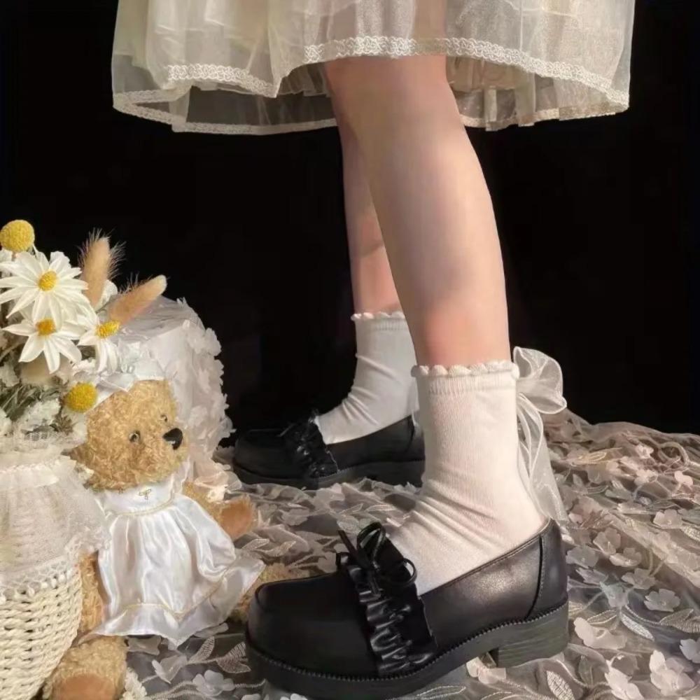 Lolita Bow Tie Mid Calf Lace Socks Princess Japanese Style Cute Socks for Women Girls Dress Skirt Accessories 1Pair Kawaii Socks